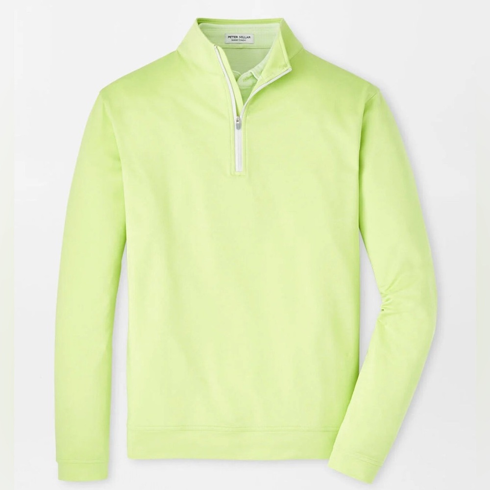 Peter Millar Spritzer Green Perth Melange Performance Quarter-Zip Lime Pullover